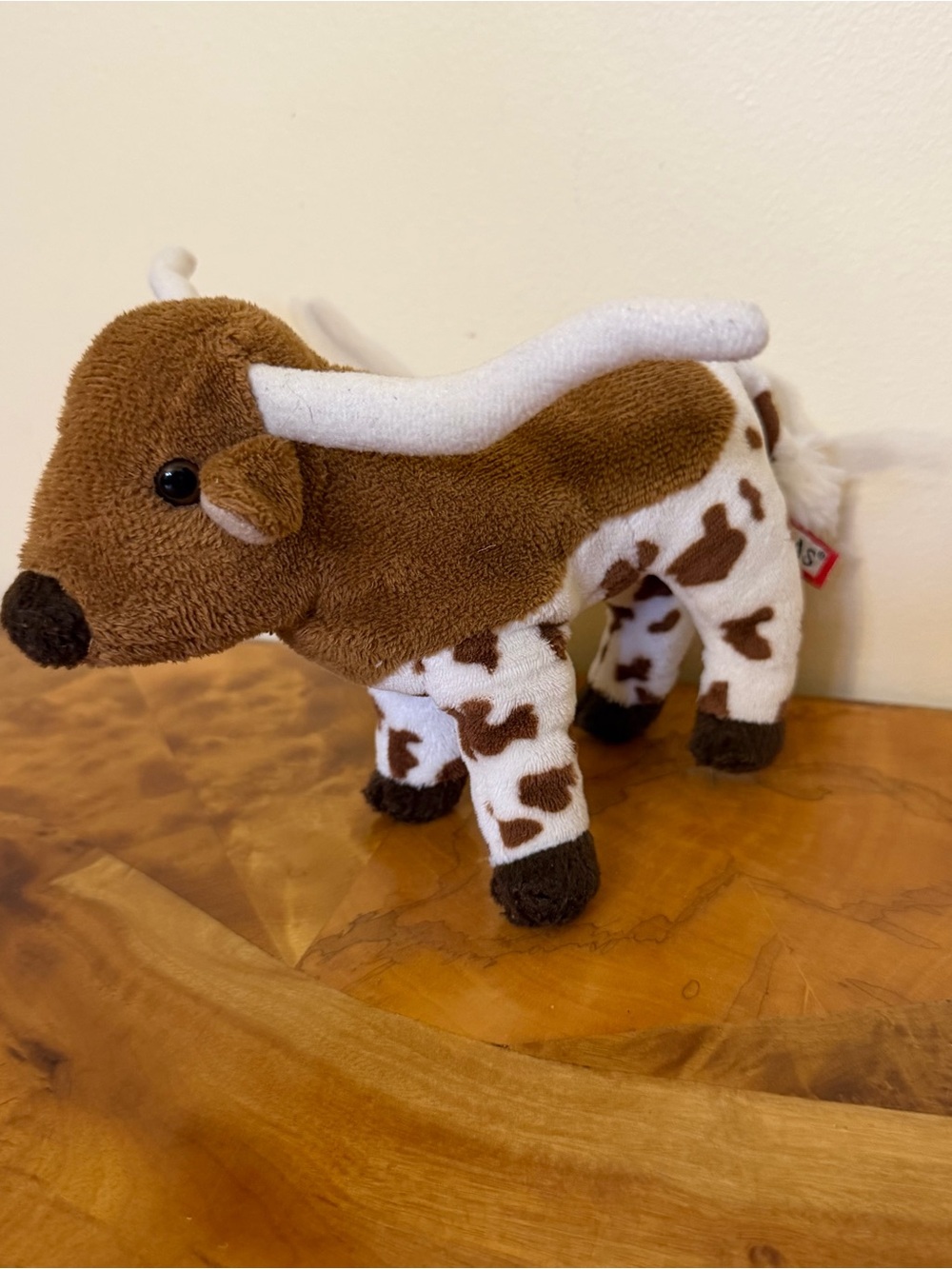 Douglas Long Horn Bull Plush Cattle Brown Spotted 7.5" Long Stuffed Animal Toy